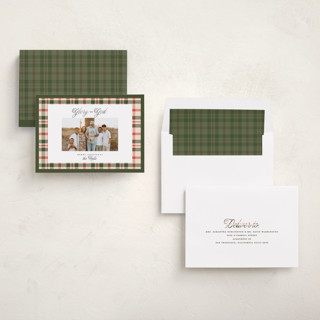 This is a pine photo christmas cards with standard by Itsy Belle Studio called glory & plaid printing on recycled smooth signature in standard