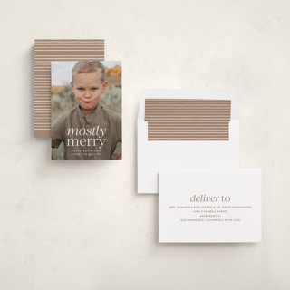 This is a vanilla photo christmas cards with standard by Ekko Studio called mostly merry printing on recycled smooth signature in standard