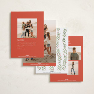 This is a candy cane photo christmas cards with standard by Paula Pecevich called holly garland and bow printing on recycled smooth signature in standard