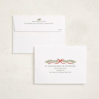 This is a candy cane photo christmas cards with standard by Paula Pecevich called holly garland and bow printing on recycled smooth signature in standard