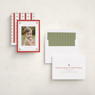 This is a holly photo christmas cards with standard by Wildfield Paper Co called holly berry border printing on recycled smooth signature in standard