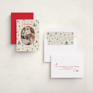 This is a sage photo christmas cards with standard by Jen Ramsey called ski time printing on recycled smooth signature in standard