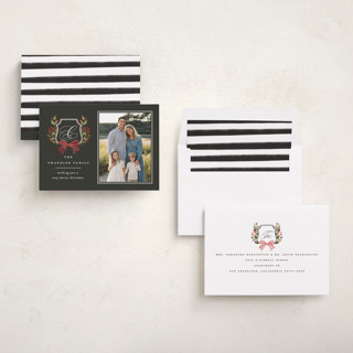 This is a coal photo christmas cards with standard by Brooke Chandler called classic merry crest printing on recycled smooth signature in standard