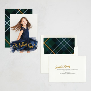 This is a butterscotch photo christmas cards with standard by Rebecca Rueth called fun times printing on recycled smooth signature in standard