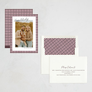 This is a sugar plum photo christmas cards with standard by Ekko Studio called tattersall printing on recycled smooth signature in standard