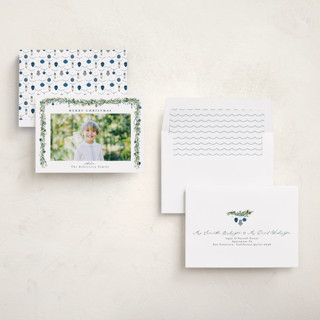 This is a winterberry photo christmas cards with standard by Susan Moyal called pine garland printing on recycled smooth signature in standard