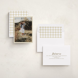 This is a vanilla cream photo christmas cards with standard by Cass Loh called cover printing on recycled smooth signature in standard
