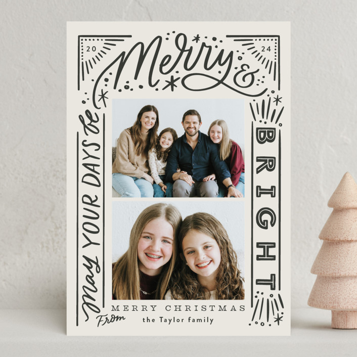 "Arched Multi Lettering" - Christmas Photo Cards in Gravel by Alethea and Ruth.