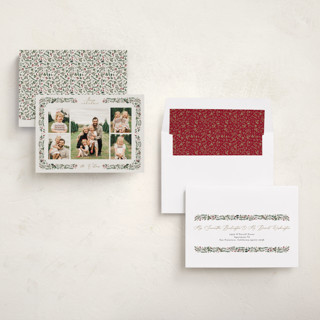 This is a mulled wine photo christmas cards with standard by Susan Moyal called holly & pine printing on recycled smooth signature in standard