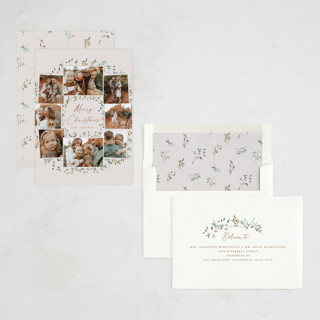 This is a tinsel photo christmas cards with standard by Petra Kern called keepsake wreath printing on recycled smooth signature in standard