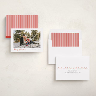 This is a candy cane photo christmas cards with standard by Benita Crandall called retro joy printing on recycled smooth signature in standard