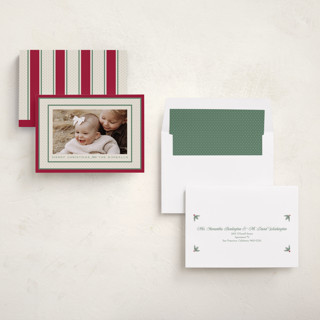 This is a stocking photo christmas cards with standard by Robert and Stella called polka dot frame printing on recycled smooth signature in standard