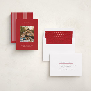 This is a cranberry photo christmas cards with standard by Emily Sabol Goss called timeless holiday printing on recycled smooth signature in standard