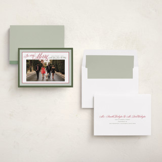 This is a holly jolly photo christmas cards with standard by Alston Foster called merry striped frame printing on recycled smooth signature in standard