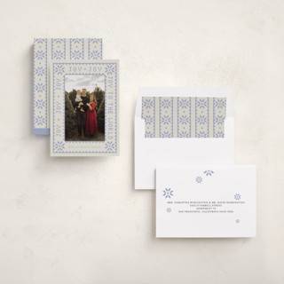 This is a periwinkle photo christmas cards with standard by Annie Chan called endless joy printing on recycled smooth signature in standard
