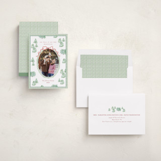 This is a pistachio photo christmas cards with standard by Bayberry Kate called alpine printing on recycled smooth signature in standard