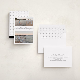 This is a snowcap photo christmas cards with standard by Pixel and Hank called three blessings printing on recycled smooth signature in standard