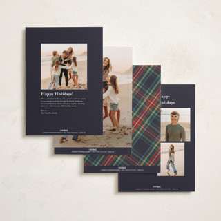 This is a flannel photo christmas cards with standard by Wildfield Paper Co called christmas tartan printing on recycled smooth signature in standard