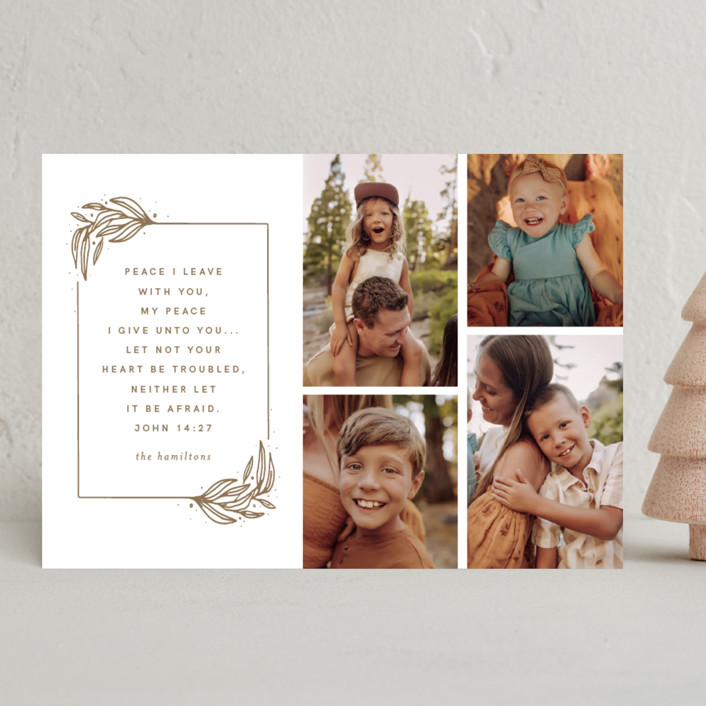 "Peace in Christ" - Christmas Photo Cards in Golden by Amy Payne.