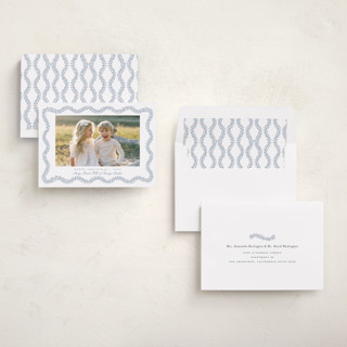 This is a french blue photo christmas cards with standard by Alston Foster called festive greens printing on recycled smooth signature in standard