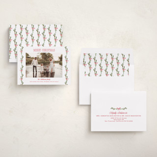 This is a holly berry photo christmas cards with standard by Petra Kern called lillian printing on recycled smooth signature in standard