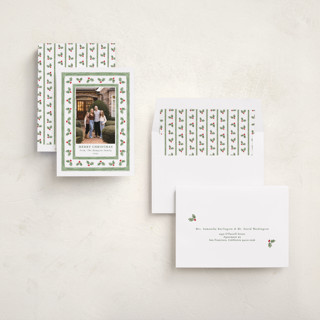 This is a snow photo christmas cards with standard by Lauren Jopling called holly berry frame printing on recycled smooth signature in standard