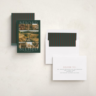 This is a pine photo christmas cards with standard by Amy Kross called tribute printing on recycled smooth signature in standard