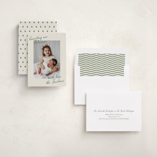 This is a pine needle photo christmas cards with standard by Deynaaz Daraei called luant printing on recycled smooth signature in standard
