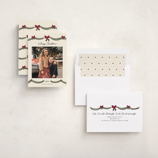 This is a berry photo christmas cards with standard by Ashley Iwafuchi called merry mantle printing on recycled smooth signature in standard