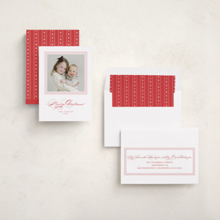 This is a poinsettia photo christmas cards with standard by Kate Ahn called gavin printing on recycled smooth signature in standard