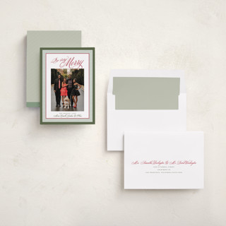 This is a holly jolly photo christmas cards with standard by Alston Foster called merry striped frame printing on recycled smooth signature in standard