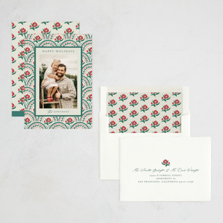 This is a emerald photo christmas cards with standard by Chris Griffith called tapestry holiday printing on recycled smooth signature in standard