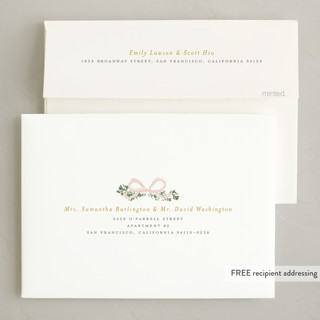 This is a blush photo christmas cards with standard by Itsy Belle Studio called ribbonly frame printing on recycled smooth signature in standard