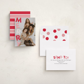 This is a peppermint photo christmas cards with standard by Olivia Williams called stacked printing on recycled smooth signature in standard