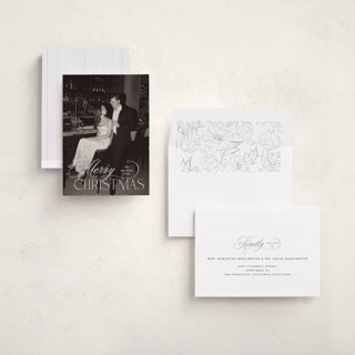 This is a snow photo christmas cards with standard by Design Lotus called holiday in type printing on recycled smooth signature in standard
