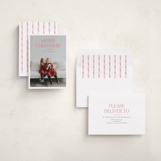 This is a peppermint photo christmas cards with standard by Stephanie Hawkes called red letter christmas printing on recycled smooth signature in standard