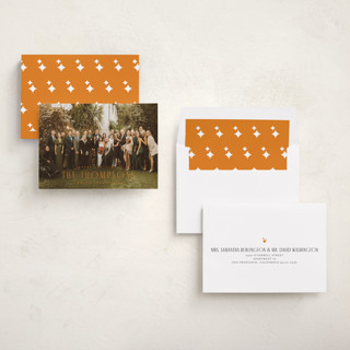 This is a tangerine photo christmas cards with standard by Juneau Designs called merry magic moments printing on recycled smooth signature in standard