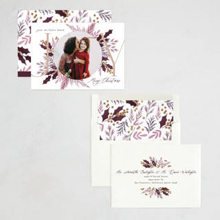 This is a plum photo christmas cards with standard by Alethea and Ruth called joy pic printing on recycled smooth signature in standard