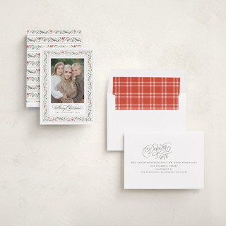 This is a berry photo christmas cards with standard by Kristen Smith called painted garland printing on recycled smooth signature in standard