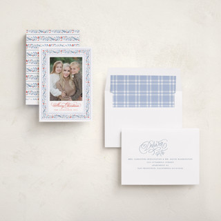 This is a bluebell photo christmas cards with standard by Kristen Smith called painted garland printing on recycled smooth signature in standard