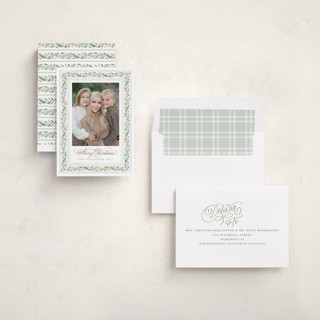 This is a mint photo christmas cards with standard by Kristen Smith called painted garland printing on recycled smooth signature in standard
