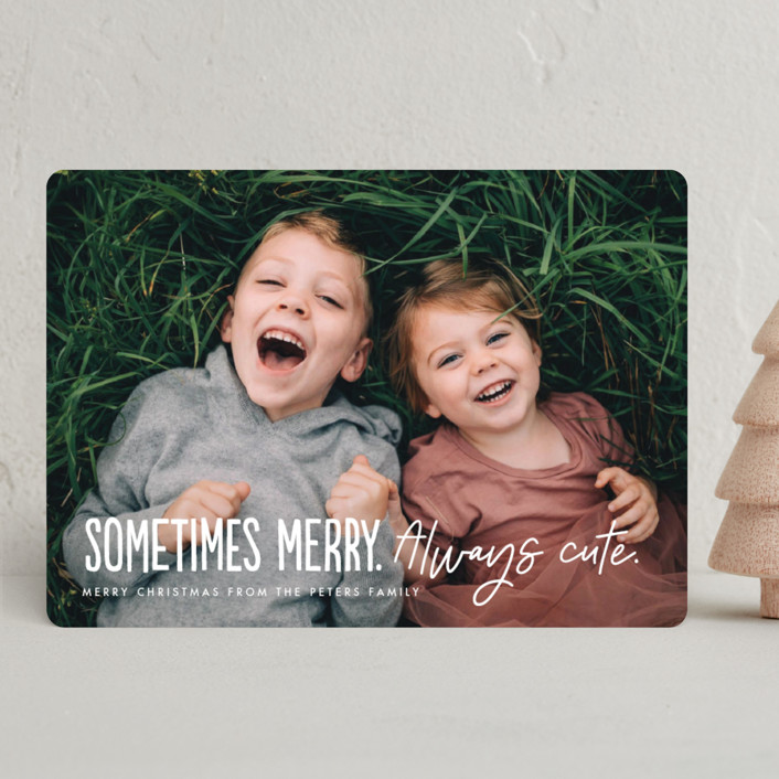 "Always Cute" - Vintage, Funny Christmas Photo Cards in Snow by Amy Payne.