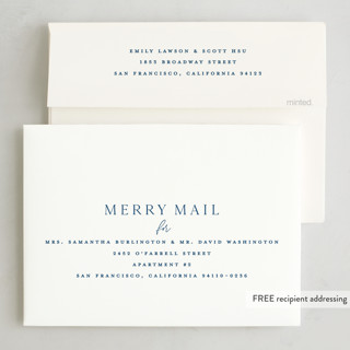 This is a navy photo christmas cards with standard by Kristie Kern called the prep printing on recycled smooth signature in standard