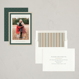 This is a forest photo christmas cards with standard by Jackie Crawford called modern striped frame printing on recycled smooth signature in standard