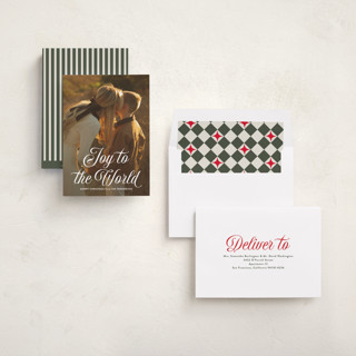 This is a snow photo christmas cards with standard by Jackie Crawford called vintage joy printing on recycled smooth signature in standard