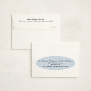 This is a powder kids thank you cards with standard by Studio Suku called lace oval printing on strathmore in standard