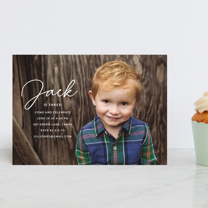 Birthday Script Petite Children's Birthday Party Invitations by Kasia