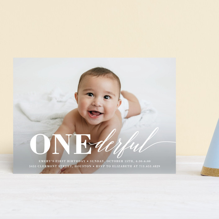 Onederful Petite Children's Birthday Party Invitations by Susan Asbill