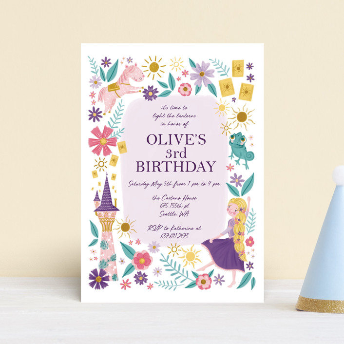 Disney's Tangled Floral Birthday Invite Petite Children's Birthday