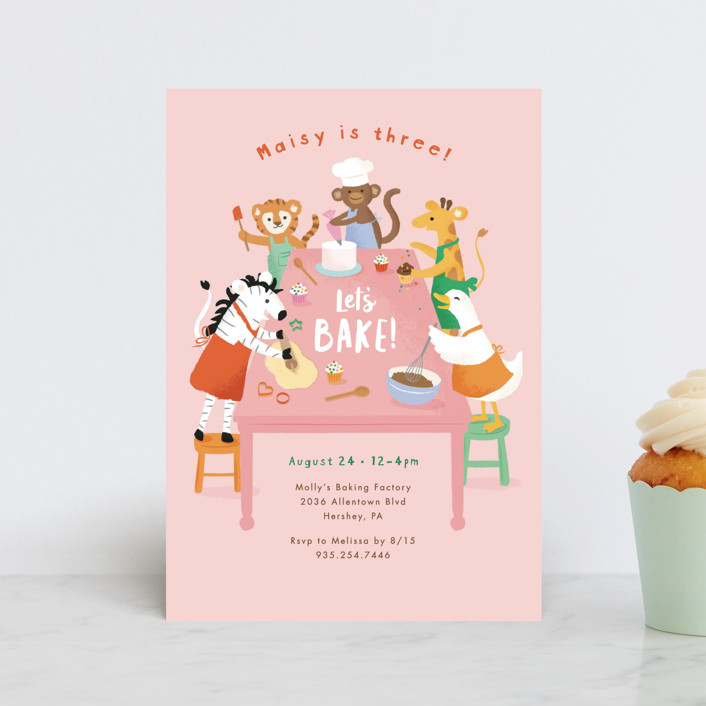 Let's bake! Petite Children's Birthday Party Invitations by Jennifer